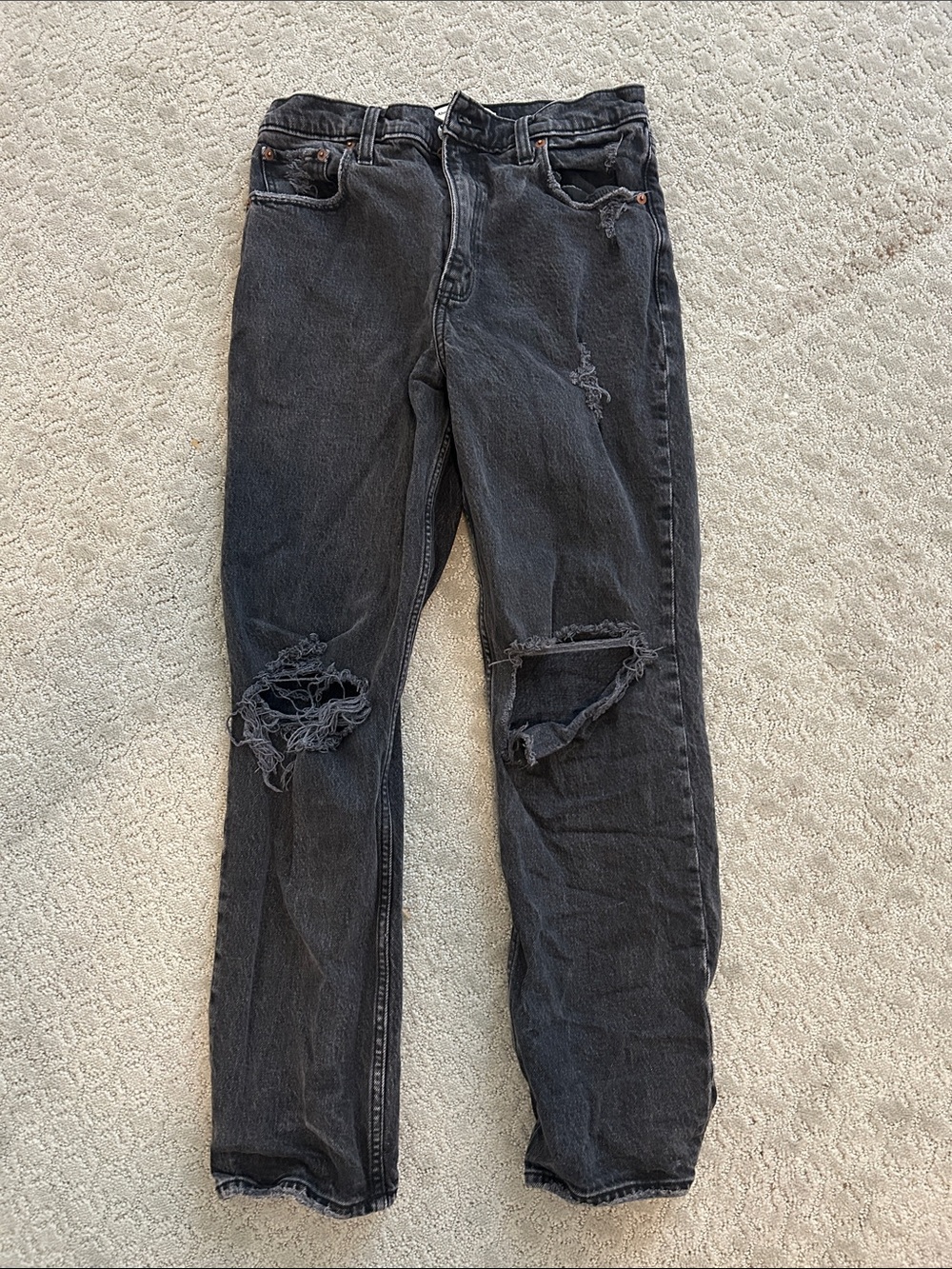 Black Distressed Abercrombie 90s straight ultra high rise jeans - size 8 / 29